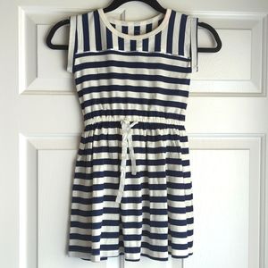 3/$15 - Carter's Girls Size 6 Navy & White Striped Cinched Waist Dress